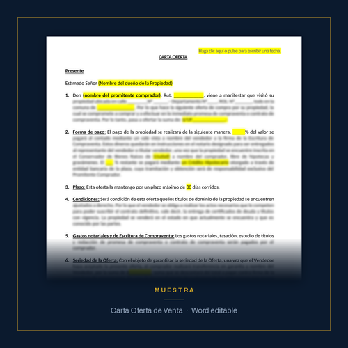 Carta Oferta de Venta