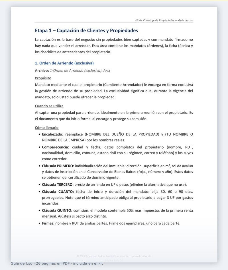 Página de la Guía de Uso explicando cuándo y cómo usar cada documento